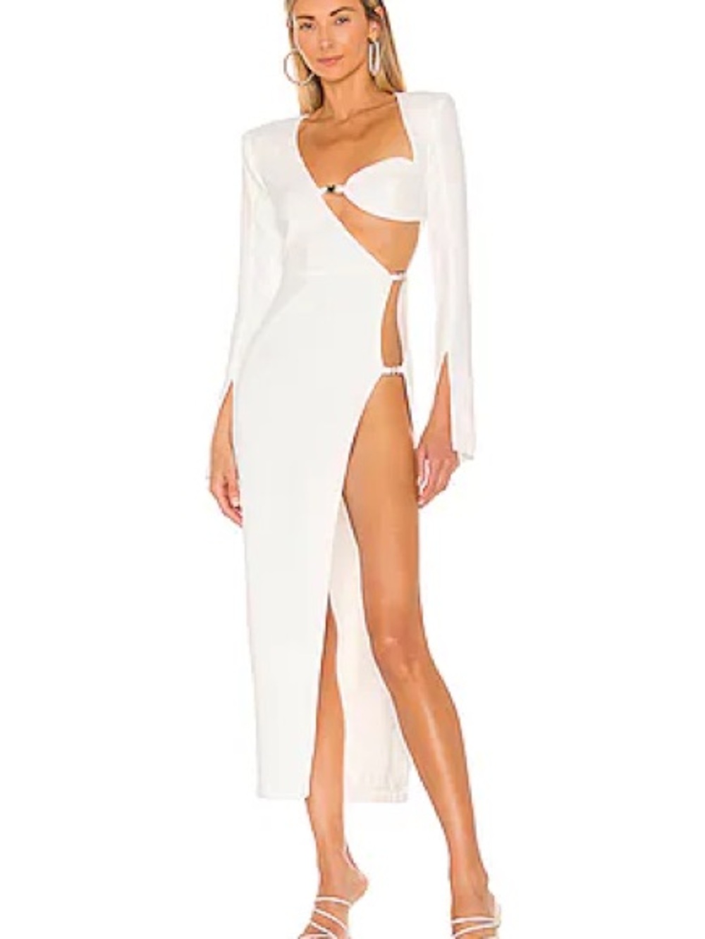 REVOLVE White Asymmetrical Cutout One-Shoulder Maxi Dress with High Slit